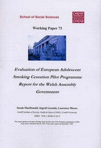 Enlarge image Cover: Evaluation of European Adolescent Smoking Cessation Pilot Programme - Cardiff University School of Social Sciences
