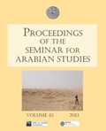 Cover: Proceedings of the Seminar for Arabian Studies Volume 43 2013 - Archaeopress