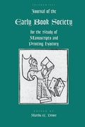 Cover: Journal of the Early Book Society Vol 16 - Pace University Press