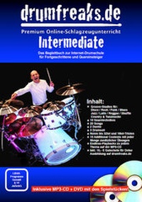 Abbildung von: Drumfreaks-"Intermediate". Schlagzeugschule mit Video-DVD (20 Songs, 10 Snaretechniken, 3 Soli, 2 Duette, 10 Additional Contents) und MP3-CD - Drumfreaks