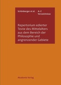 Cover: Repertorium edierter Texte des Mittelalters aus dem Bereich der Philosophie und angrenzender Gebiete - De Gruyter Akademie Forschung