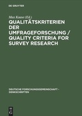 Cover: Qualit&auml;tskriterien der Umfrageforschung / Quality Criteria for Survey Research - De Gruyter Akademie Forschung