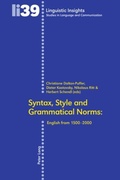 Cover: Syntax, Style and Grammatical Norms - Peter Lang Verlag