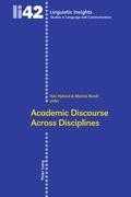 Cover: Academic Discourse Across Disciplines - Peter Lang Verlag