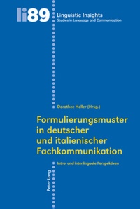 Abbildung von: Formulierungsmuster in deutscher und italienischer Fachkommunikation - Peter Lang Verlag