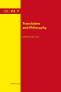 Cover: Translation and Philosophy - Peter Lang Verlag