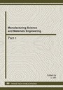 Cover: Manufacturing Science and Materials Engineering - Trans Tech
