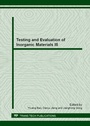 Cover: Testing and Evaluation of Inorganic Materials III - Trans Tech Publications Ltd