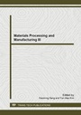 Cover: Materials Processing and Manufacturing III - Trans Tech Publications Ltd