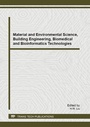 Cover: Material and Environmental Science, Building Engineering, Biomedical and Bioinformatics Technologies - Trans Tech Publications Ltd