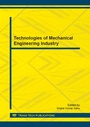 Cover: Technologies of Mechanical Engineering Industry - Trans Tech Publications Ltd