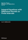 Cover: Integral Equations with Difference Kernels on Finite Intervals - Birkh&auml;user