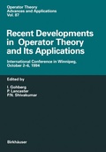 Cover: Recent Developments in Operator Theory and Its Applications - Birkh&auml;user