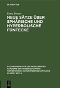 Cover: Neue S&auml;tze &uuml;ber sph&auml;rische und hyperbolische F&uuml;nfecke - De Gruyter