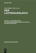 Cover: Nachtr&auml;ge zum Hypothekensicherungsgesetz und zum Soforthilfegesetz - De Gruyter