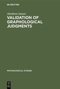 Cover: Validation of graphological judgments - De Gruyter Mouton