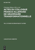 Cover: Etudes de s&eacute;mantique et autres - De Gruyter