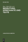 Cover: Bedeutung, Sprechakte und Texte - De Gruyter