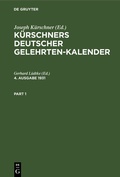 Cover: K&uuml;rschners Deutscher Gelehrten-Kalender. 4. Ausgabe 1931 - De Gruyter