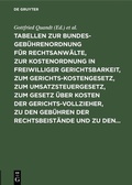 Cover: Tabellen zur Bundesgeb&uuml;hrenordnung f&uuml;r Rechtsanw&auml;lte, zur Kostenordnung in freiwilliger Gerichtsbarkeit, zum Gerichtskostengesetz, zum Umsatzsteuergesetz, zum Gesetz &uuml;ber Kosten der Gerichtsvollzieher, zu den Geb&uuml;hren der Rechtsbeist&auml;nde und zu den... - De Gruyter