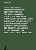 Cover: Tabellen zur Bundesgeb&uuml;hrenordnung f&uuml;r Rechtsanw&auml;lte, zur Kostenordnung in freiwilliger Gerichtsbarkeit, zum Gerichtskostengesetz, zum Umsatzsteuergesetz, zum Gesetz &uuml;ber Kosten der Gerichtsvollzieher, zu den Geb&uuml;hren der Rechtsbeist&auml;nde und zu den... - De Gruyter
