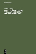 Abbildung von: Beiträge zum Aktienrecht - De Gruyter