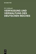 Cover: Verfassung und Verwaltung des Deutschen Reiches - De Gruyter