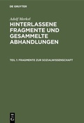 Cover: Fragmente zur Sozialwissenschaft - De Gruyter