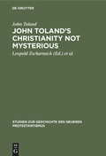 Cover: John Toland's Christianity not mysterious - De Gruyter