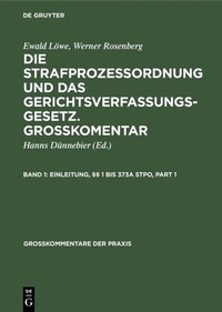 Abbildung von: Einleitung, §§ 1 bis 373a StPO - De Gruyter Mouton