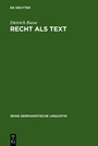 Cover: Recht als Text - De Gruyter
