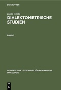 Cover: Dialektometrische Studien. Band 1 - De Gruyter