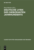 Cover: Deutsche Lyrik des siebzehnten Jahrhunderts - De Gruyter Mouton