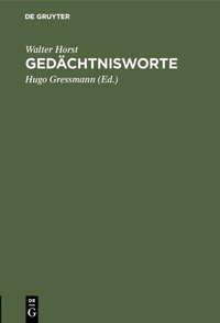 Abbildung von: Gedächtnisworte - De Gruyter