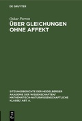 Cover: &Uuml;ber Gleichungen ohne Affekt - De Gruyter