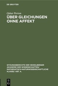 Cover: &Uuml;ber Gleichungen ohne Affekt - De Gruyter