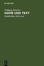 Cover: Name und Text - De Gruyter