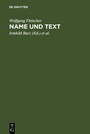 Cover: Name und Text - De Gruyter