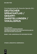 Cover: Phonetisch-phonologische Untersuchungen zur Vokalentwicklung in den deutschen Dialekten - De Gruyter