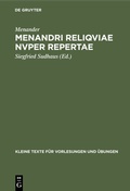 Cover: Menandri reliqviae nvper repertae - De Gruyter Mouton