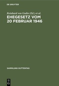 Cover: Ehegesetz vom 20 Februar 1946 - De Gruyter
