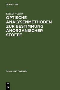 Abbildung von: Optische Analysenmethoden zur Bestimmung anorganischer Stoffe - De Gruyter