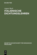 Cover: Italienische Dichtungslehren - De Gruyter