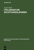 Cover: Italienische Dichtungslehren - De Gruyter