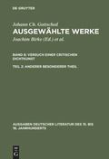 Cover: Versuch einer Critischen Dichtkunst. Anderer Besonderer Theil - De Gruyter