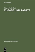 Cover: Zugabe und Rabatt - De Gruyter
