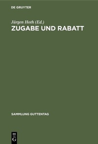 Enlarge image Cover: Zugabe und Rabatt - De Gruyter
