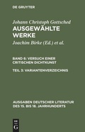 Cover: Versuch einer Critischen Dichtkunst. Variantenverzeichnis - De Gruyter