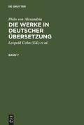 Cover: Die Werke in deutscher &Uuml;bersetzung. Band 7 - De Gruyter