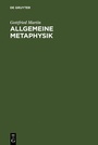 Cover: Allgemeine Metaphysik - De Gruyter